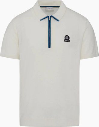 Sandbanks Mens Sandbanks Colour Stripe Knitted Zip Polo S1-26 Vanilla - White - Size: 40