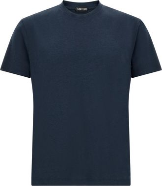 Tom Ford Lyocell Katoen Ronde Hals T-shirt - Heren - T-shirts - Blauw - XL - Katoen - Tops