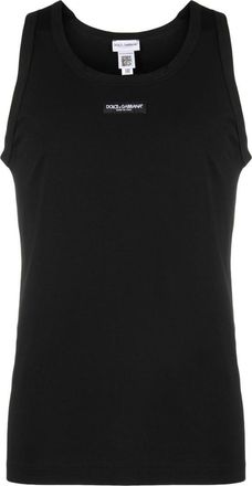 Dolce & Gabbana Stretch Cotton Tank Top With Logo Label Clothing