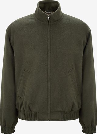 Auralee Kurze Camel-Flanell Jacke mit Stehkragen