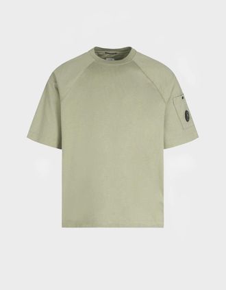 C.P. Company Mens 30/2 Heavy Cotton Lens T shirt Khaki - Brown - Size: 38