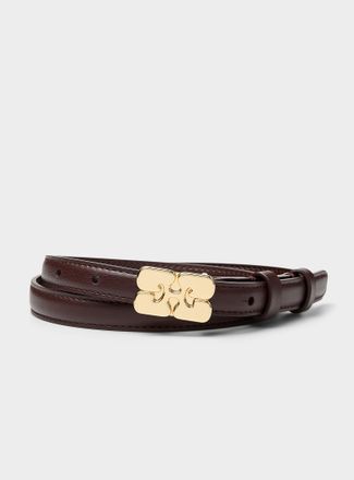 Ganni Womens Kat slim chocolate-brown belt