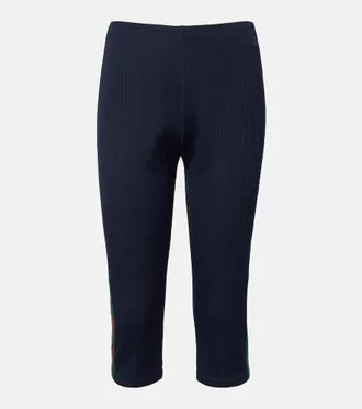 Gucci Web Stripe ribbed-knit jersey capri pants