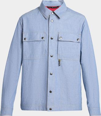 Moncler Men & apos;s Snap-Front Shirt Jacket with Clip
