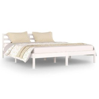 Berkfield Home Day Bed Solid Wood Pine 160x200 cm King Size White