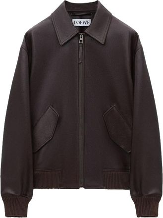 Loewe Bomber Aviator in pelle con zip - Marrone