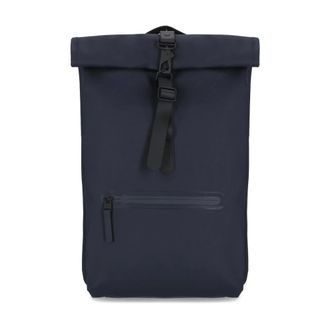 Rains Rolltop Rugzak - Heren - Tassen - Blauw - Maat: ONE Size Zijde