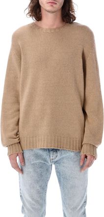 Palm Angels Beige Crew Neck Sweater