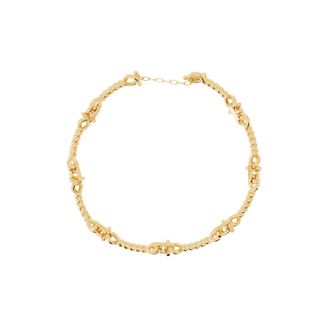 Ferragamo Gold Torchon Hook Custom T-Bar Brass Necklace