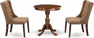 East West Furniture ESFO3-MAH-47 - 3-Pc Dining Room Set - 2 Dining Padded Chairs and 1 Kitchen Table (Mahogany Finish)
