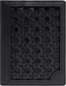 Aviteur Double Calfskin Paglia di Vienna Weave Passport Holder in Black at Nordstrom