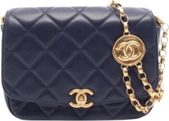 Chanel Pre-owned Vintage Schoudertas - Dames - Vintage Schoudertas - Blauw - ONE Size - Leer - Vintage