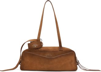 Balenciaga Womens Handbag Carrie Brown Suede Calfskin Handbags Hand Bags
