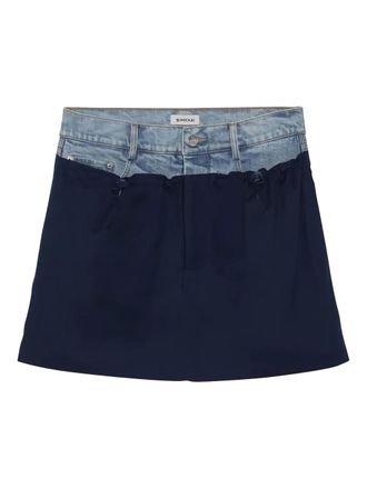 SIMKHAI Hampton denim-panelled mini skirt - women - Cotton - 10 - Blue