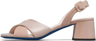 Loriblu Patent en Su&egrave;de Blokhak Sandalen - Dames - Sandalen met hakken - Beige - 37 EU - Su&egrave;de - Schoenen