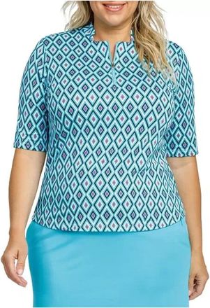 Kohls Golf Polo Shirt Womens Imperial Diamond Geometric Notch Neck UPS1083