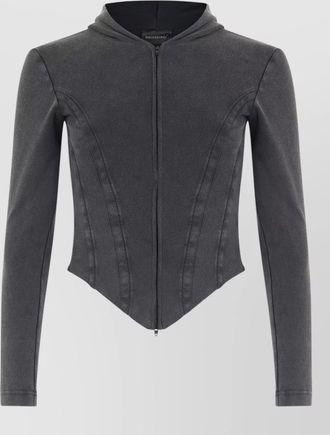 Balenciaga cotton zip hoodie high collar design