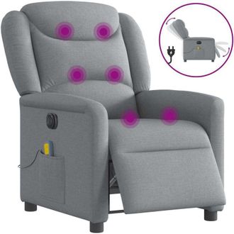 vidaXL Sill&oacute;n Reclinable De Masaje El&eacute;ctrico Tela Gris Claro Vidaxl
