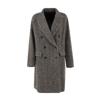 Brunello Cucinelli Abrigo Largo Deslumbrante - Coats - Mujer - Gris - M