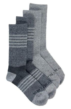 United By Blue 2-Pack Stripe Wool & Yak Blend Crew Socks in Heather Grey/Light Grey at Nordstrom, Size Medium