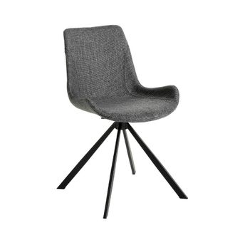 Angel Cerd&aacute; Dark Gray Fabric Swivel Dining Chair with Black in Dark Grey
