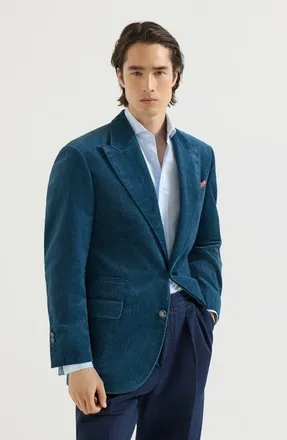 Brunello Cucinelli Denim-effect cotton velvet Tailor blazer with peak lapels at Nordstrom, Size 46