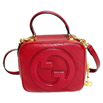Gucci Pre-owned Womens Small Blondie Top Handle Bag in Burgundy Calf Leather - One Size