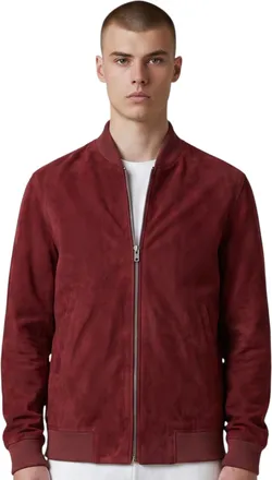 Infinity Leather Mens Burgundy Goat Suede MA-1 Bomber Jacket-Antalya