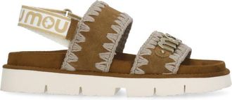 Mou Brown Bio Suede Stitch Details Sandals