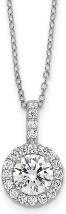 Diamond2Deal Sterling Silver Rhodium-plated Diamonore Halo Pendant Necklace