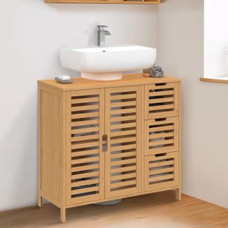 IDMarket Mueble De Ba&ntilde;o Bea De Bamb&uacute; Con Armario Y 3 Cajones