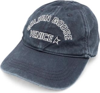Golden Goose Six-panel petten met geborduurd logo - Heren - Petten - Blauw - ONE Size - Katoen - Accessoires