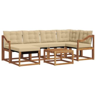 vidaXL Conjunto De Sof&aacute;s De Exterior Con Coj&iacute;n 7 Pcs Natural Y Beige Vidaxl