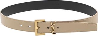 Saint Laurent Beige Cassandre Buckle Belt