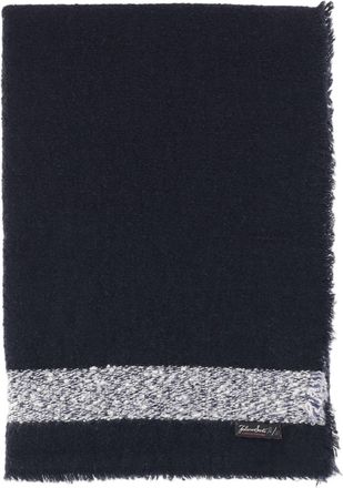 Faliero Sarti Rectangular Navy Scarf With Textured Contrast Trim