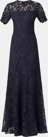 Shoshanna Elie Illusion-Sleeve Lace Gown