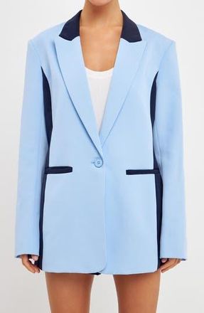 endless rose Oversize Colorblock Blazer in Blue Multi at Nordstrom Rack, Size Large