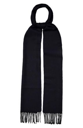 Eton Herringbone Merino Wool Scarf in Navy Blue at Nordstrom