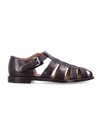 Churchs Fisherman Leather Silver Buckle Cage Sandals
