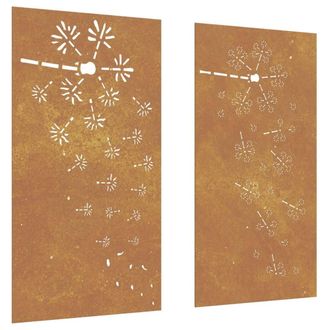 Berkfield Home Garden Wall Decorations 2pcs 105x55cm Corten Steel Flower Design in Brown | Size: 105x55 cm