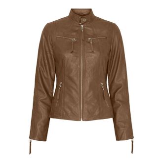BTF-CPH Btfcph - Lamslederen Bikerjack - Dames - Jassen - Bruin - Maat: S Leer
