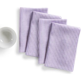 Solino Home Linen Dinner Napkins - Narrow Stripe, 20 x 20 in Lavender And White at Nordstrom, Size Large