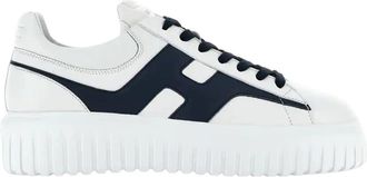 Hogan Witte en blauwe leren sneakers - Heren - Sneakers - Wit - 42 EU - Leer - Schoenen