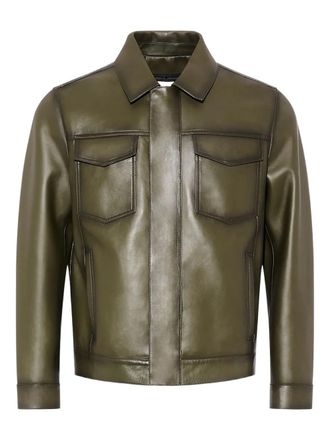 Yves Salomon Pocket denim style leather jacket - men - Lamb Skin/Cupro/Cotton/Organic Viscose - 50 - Green