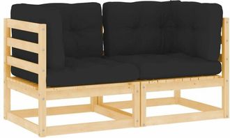 vidaXL Sof&aacute;s De Esquina De Jard&iacute;n 2 Uds Cojines Madera Maciza De Pino Vidaxl