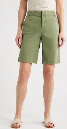 Wit & Wisdom High Waist Relaxed Denim Shorts in Basil at Nordstrom, Size 00