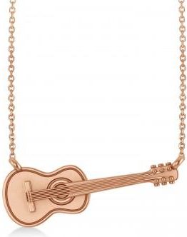 Allurez Guitar Charm Pendant Necklace Medium 14K Rose Gold