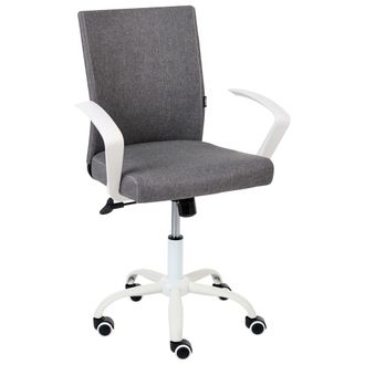 Beliani Silla De Oficina Giratoria Con Altura Y Respaldo Ajustables Tapizada En Tela Gris Oscuro Modra