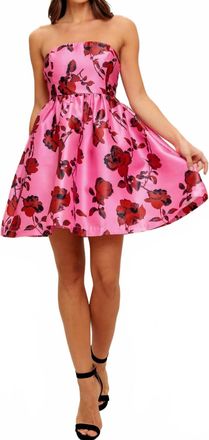Flying Tomato Strapless Seduction Woven Mini Dress In Pink Floral