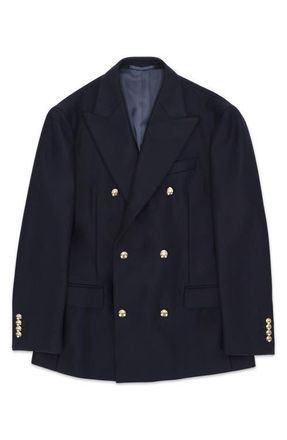 Fortela Double Breasted Wool Blazer in Blue at Nordstrom, Size 48 Eu